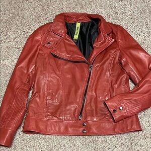 Soia & kyo Red Leather Moto style Jacket